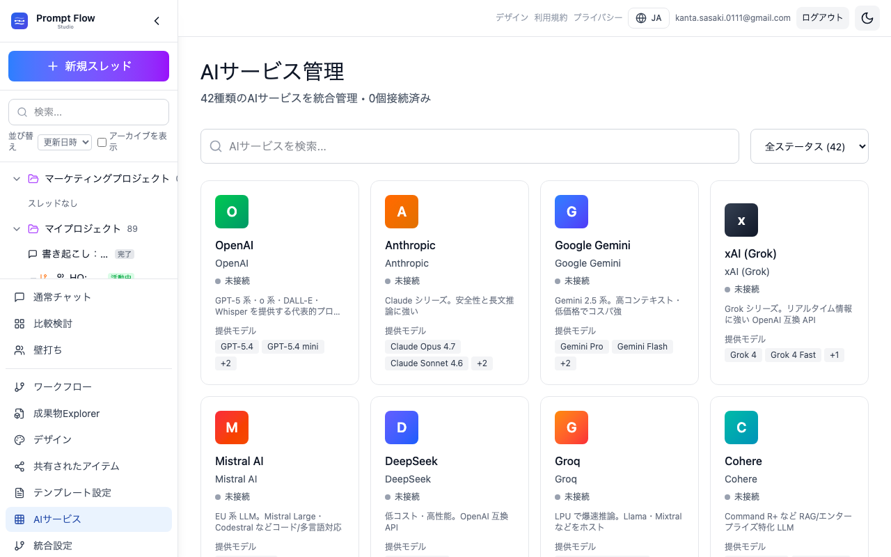 AI サービス一覧を開く