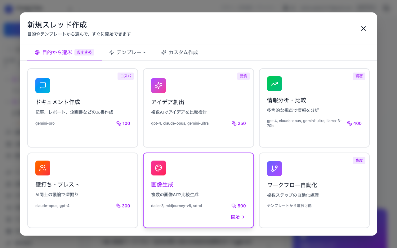 ウィザードのタブを確認する
